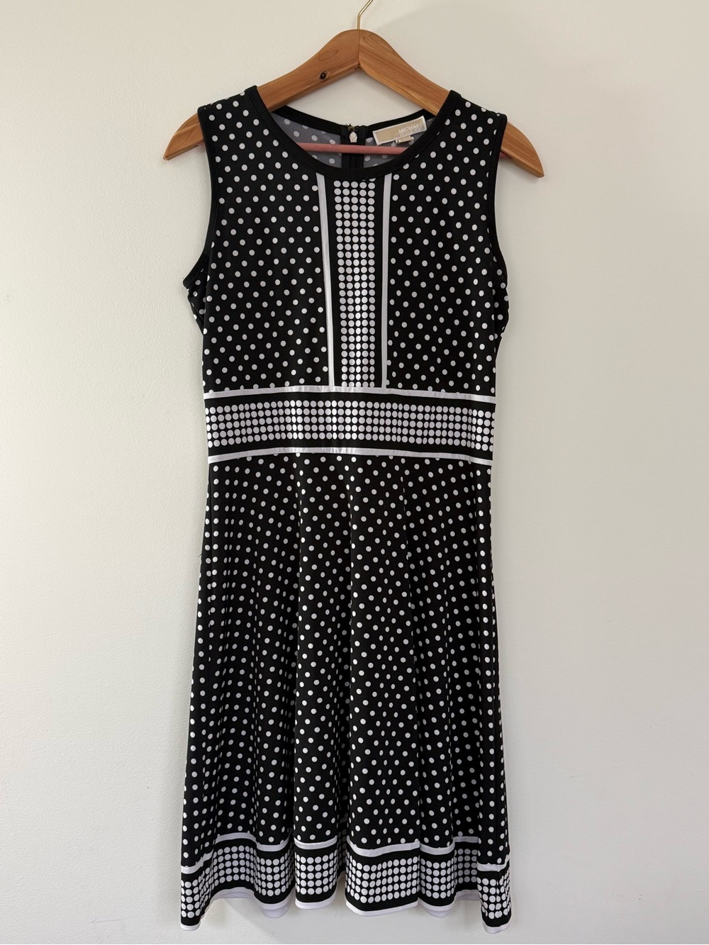 MICHAEL Michael Kors Black and White Polka Dot Fit-and-Flare Dress